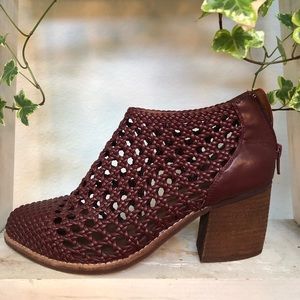 Jeffery Campbell oxblood rattan summer booties